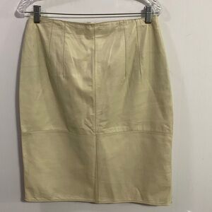 Pia Rucci Vanilla color lined Leather Midi Skirt good condition Size 14
